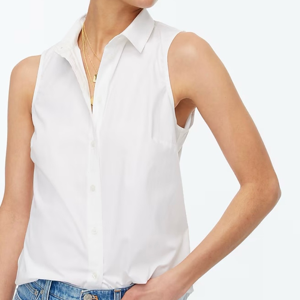 JCREW FACTORY | NWOT Sleeveless Cotton Poplin Shirt in Signature Fit ☀️
